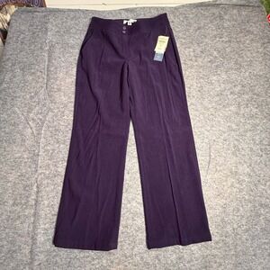 Coldwater Creek Ivy Moleskin Pants Purple‎ Straight Leg Petite 6 NWT